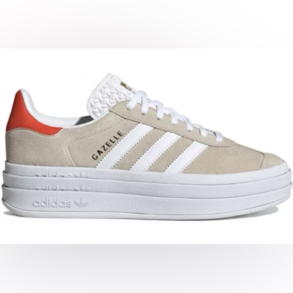 Adidas gazelle bold beige and orange sneakers